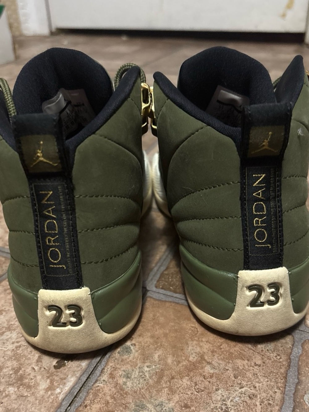 Air Jordan 12 Retro Olive Green Sneakers - Picture 3 of 5